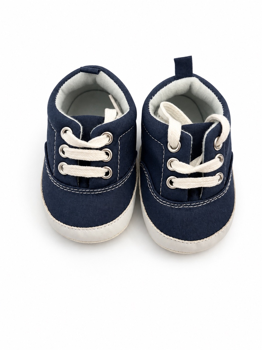 Navy Blue Baby Canvas Lace-Up Sneakers Soft Sole